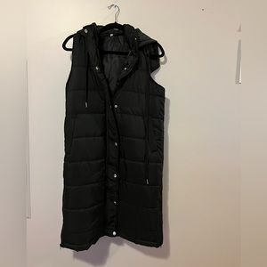 Long Puffer Vest with Hood